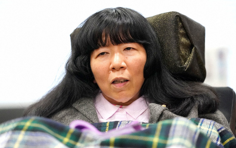 相模原殺傷事件について語るれいわ新選組の木村英子参院議員=東京都千代田区の参院議員会館で2020年1月6日、藤井太郎撮影
