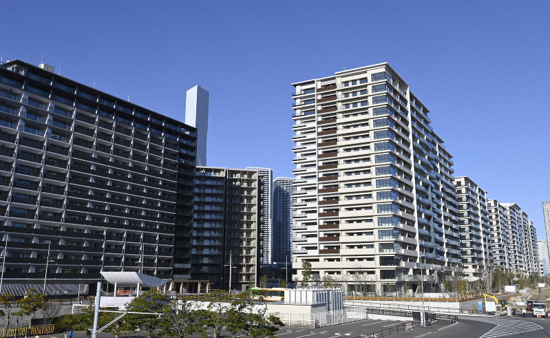 大会後に新しい街「HARUMI FLAG」として使用される選手村=東京都中央区で2020年1月9日午後2時36分、藤井達也撮影