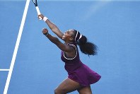 United States Serena Williams celebrates winning her finals singles match against United States Jessica Pegula at the ASB Classic in Auckland, New Zealand, Sunday, Jan. 12, 2020. (Chris Symes/Photosport via AP)