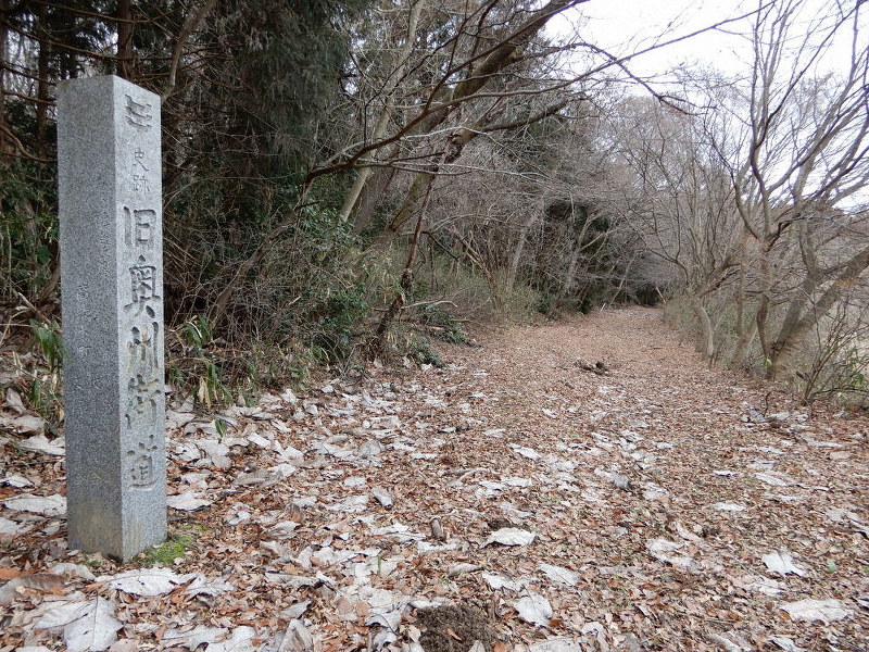 なだらかな山道を行く旧奥州街道=宮城県栗原市で2020年1月19日、広瀬登撮影