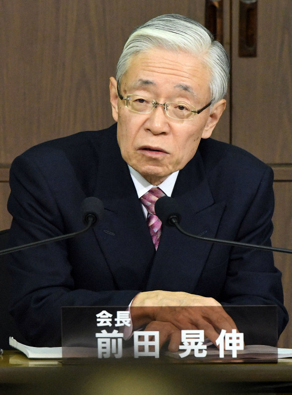 記者会見する前田晃伸・NHK新会長=東京都渋谷区で2020年1月27日午後4時16分、根岸基弘撮影