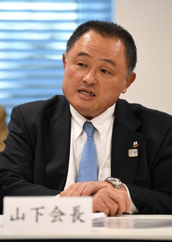 日本オリンピック委員会の理事会であいさつする山下泰裕会長=東京都新宿区で2020年1月、丸山博撮影