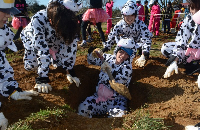 深 く掘って 絆も深めて 千葉 穴掘り大会1452人参加でギネス認定 毎日新聞