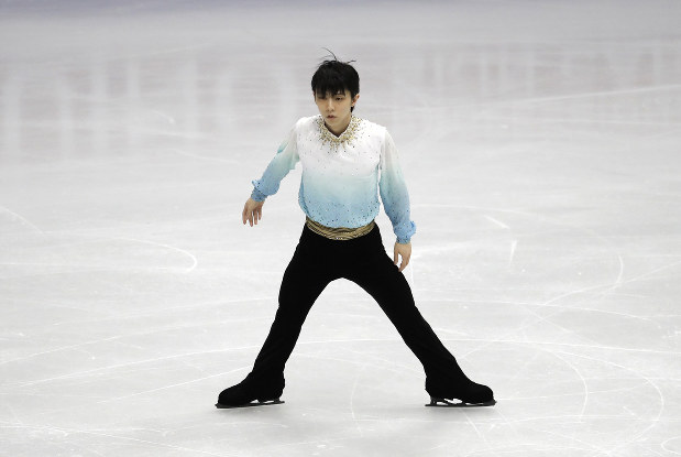 【四大陸フィギュア】男子SPで演技する羽生結弦(ANA)。SPの世界最高得点となった=韓国・ソウルで2020年2月7日、AP