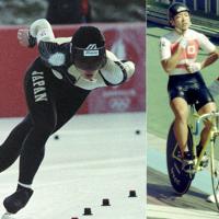 アルベールビル冬季五輪スピードスケート女子1500メートル（写真左）とソウル夏季五輪自転車トラックレース女子スプリントに出場した橋本聖子選手