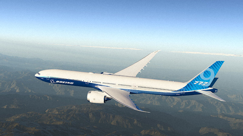 米西部ワシントン州で初飛行に成功したボーイングの新型旅客機「777-9」=ボーイングのホームページから