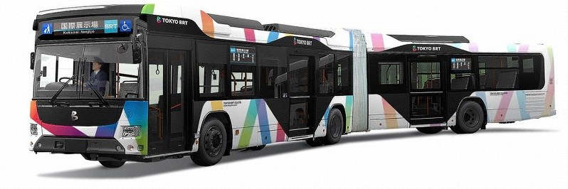 「BRT」で導入する連節車両のイメージ=都提供