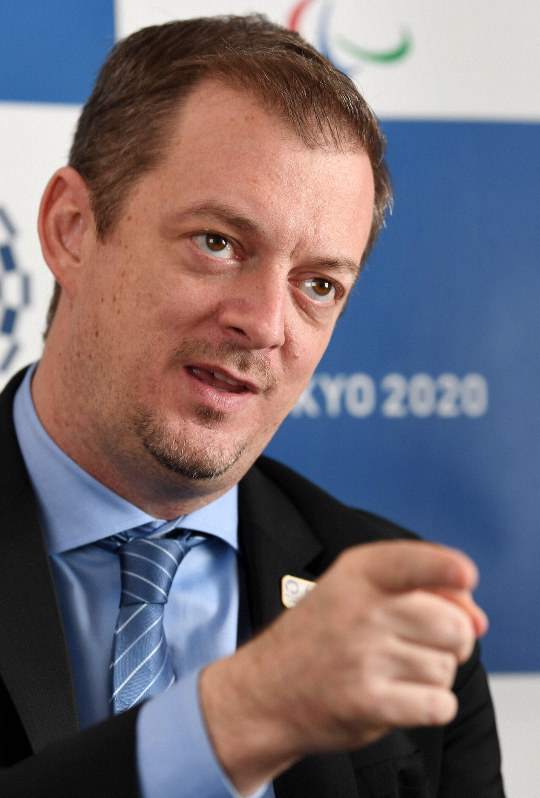 国際パラリンピック委員会のアンドルー・パーソンズ会長は東京パラリンピックの1年延期に理解を示している=東京都中央区で2019年12月10日、竹内紀臣撮影