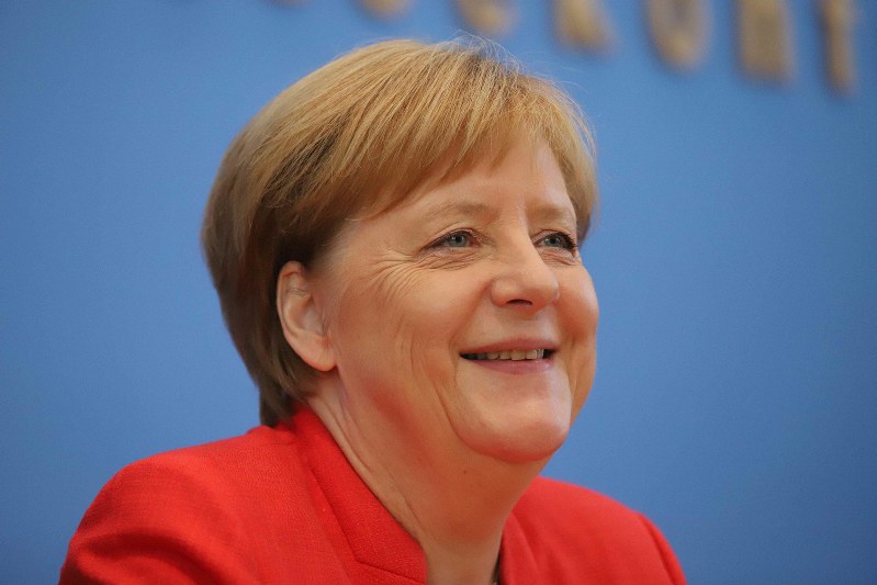 首脳会談や記者会見などで常に余裕のある笑顔を見せるドイツのメルケル首相 =ベルリンで2018年7月20日、ベルリン支局助手メルリン・ズグエ撮影