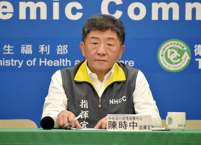記者会見に臨む陳時中氏=台北市で2020年3月18日、福岡静哉撮影