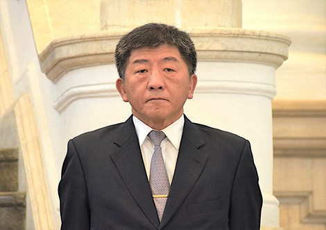 陳時中氏＝台北市の総統府で2020年4月1日、福岡静哉撮影