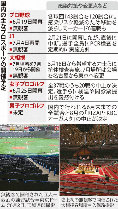国内の主なプロスポーツの開催予定