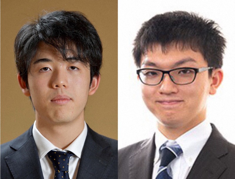 (左から)藤井聡太七段と永瀬拓矢叡王