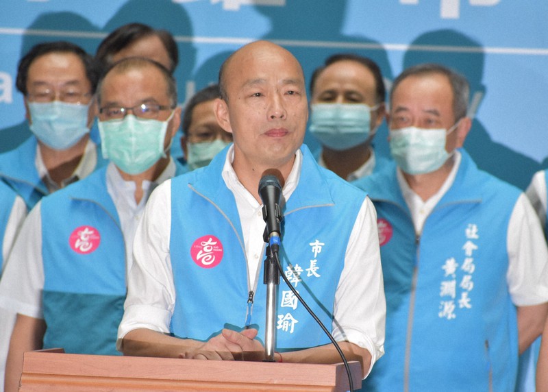 解職が決まり、記者会見する高雄市の韓国瑜市長=台湾南部・高雄市の高雄市役所で2020年6月6日午後5時23分、福岡静哉撮影