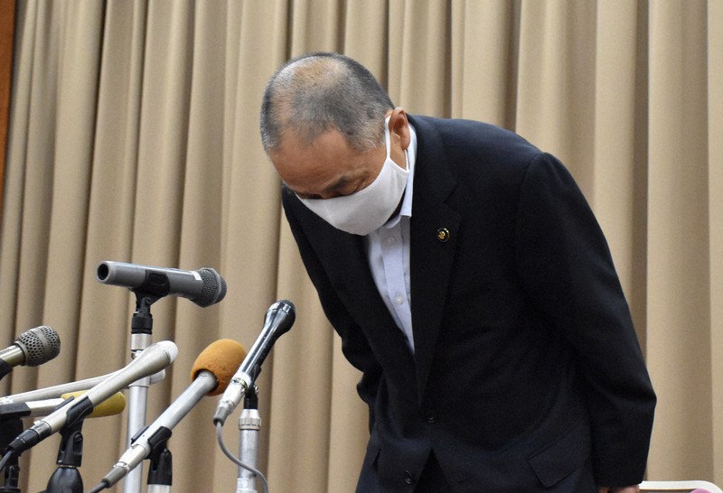辞意を表明した広島県安芸高田市の児玉浩市長=同市で2020年6月30日午後2時3分、手呂内朱梨撮影