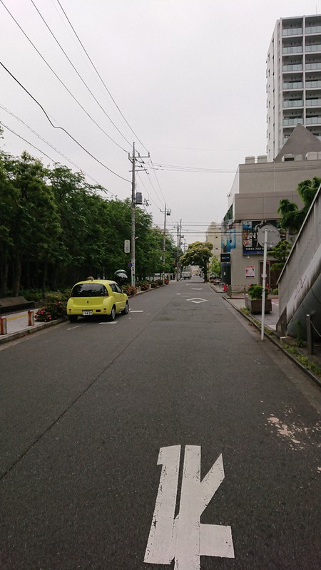 日本医大武蔵小杉病院へと続く道。真っすぐ歩くと左手に見えてくる。病院へ向かうときは「人工透析導入を宣告されるのではないか」という恐怖におびえていた=倉岡一樹撮影