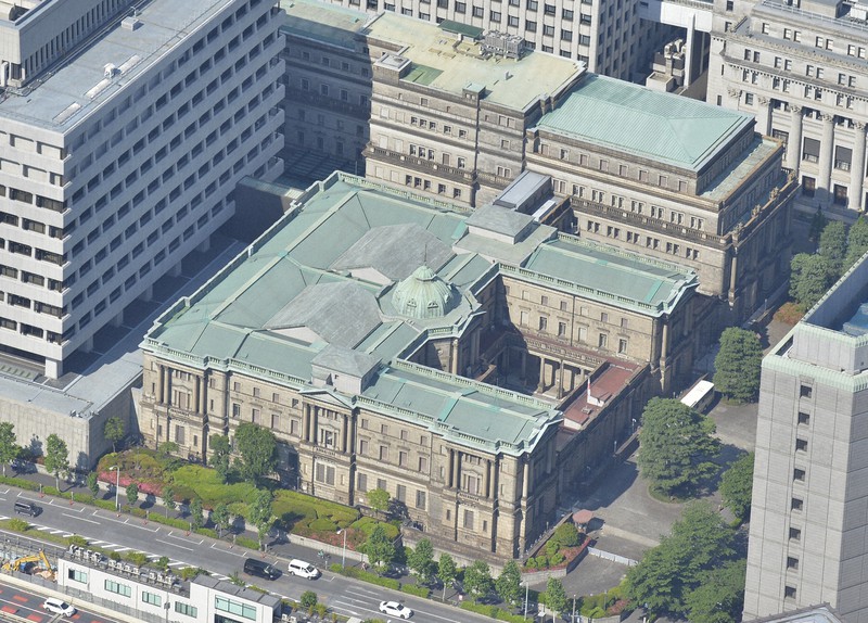 日本銀行本店=本社ヘリから