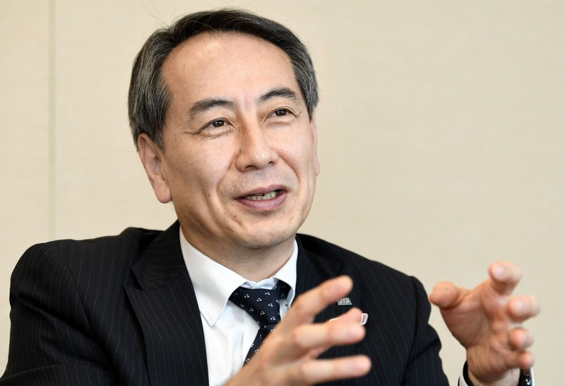 新型コロナウイルス感染拡大後の経営戦略を語るJTBの山北栄二郎社長=東京都品川区で2020年6月24日、竹内紀臣撮影