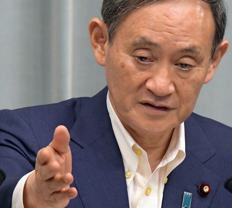 記者会見する菅義偉官房長官=首相官邸で2020年7月9日午前11時37分、竹内幹撮影