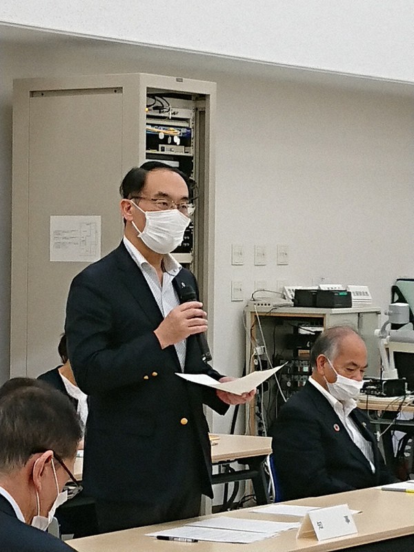 対策本部会議で発言する大野知事=埼玉県庁で、2020年7月11日午後3時12分、鷲頭彰子撮影