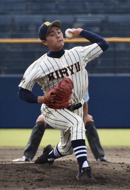 昨秋の公式戦では5試合に先発し、4完投と力投した桐生第一の宮下宝=前橋市の上毛新聞敷島球場で2019年10月26日、菊池陽南子撮影