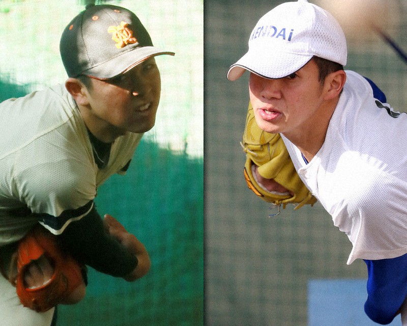 帯広農を投打にわたって引っ張る主将の井村塁(左)と健大高崎のエース左腕・下慎之介