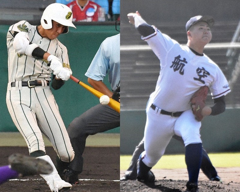 俊足巧打で鶴岡東打線を引っ張る山路将太郎(左)と日本航空石川の投打の柱・嘉手苅浩太
