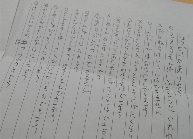 自殺した男性が自治会役員らに書かされたと両親が訴えている書面。男性はこれを書き残して自殺した=大阪市内で2020年7月30日、伊藤遥撮影