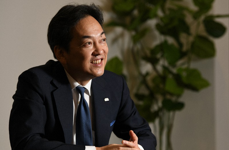 インタビューに答える三越伊勢丹HDの杉江俊彦社長=東京都新宿区で2020年7月14日、内藤絵美撮影