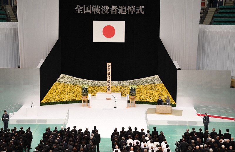 天皇、皇后両陛下が出席されて開催された2019年8月15日の全国戦没者追悼式=東京都千代田区の日本武道館で、丸山博撮影