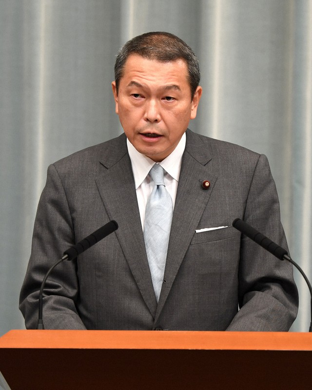 小此木八郎国家公安委員長=滝川大貴撮影