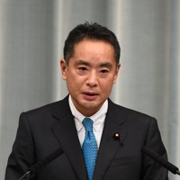 井上信治万博担当相＝滝川大貴撮影