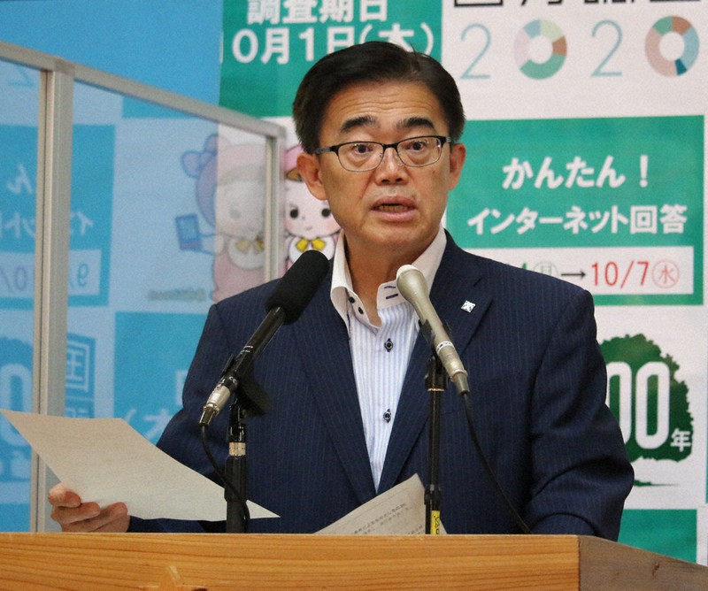 在宅勤務の県職員に支払われていた「出張雑費」の見直しについて語る、大村秀章知事=名古屋市中区三の丸の愛知県庁で2020年9月23日午後3時55分、野村阿悠子撮影