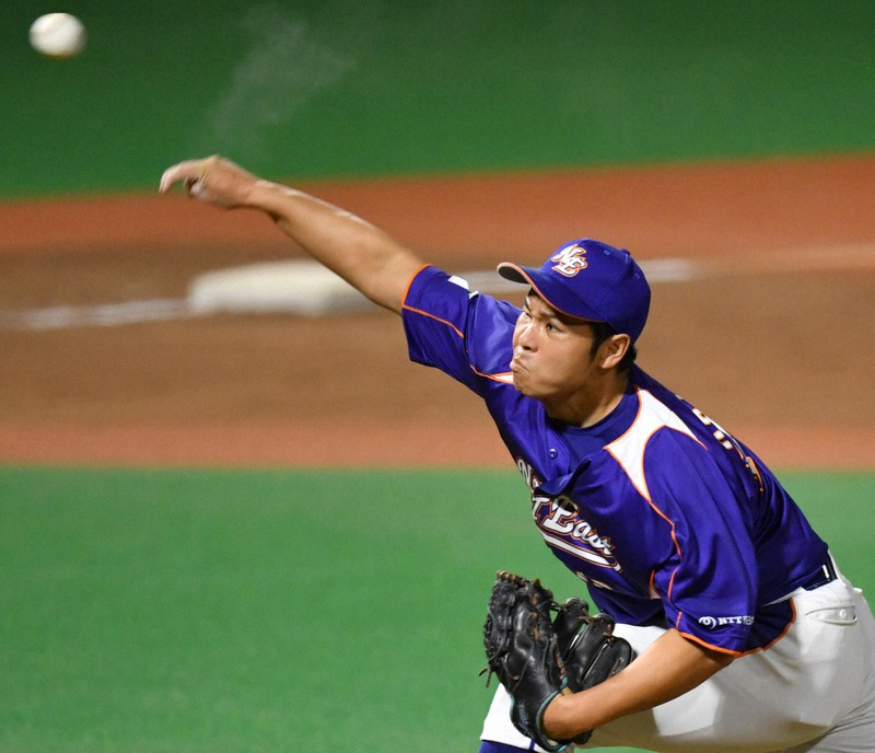 【セガサミー-NTT東日本】力投するNTT東日本の大竹=大田スタジアムで2020年10月6日、西夏生撮影