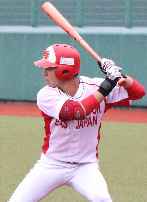 都市対抗野球東北2次予選を11打数4安打で終えたトヨタ自動車東日本の大沢永貴=福島県営あづま球場で2020年10月11日、高橋秀明撮影