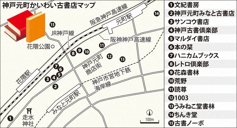神戸元町かいわい古書店マップ