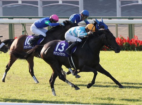 第25回秋華賞でゴール前、抜け出すデアリングタクト(手前)