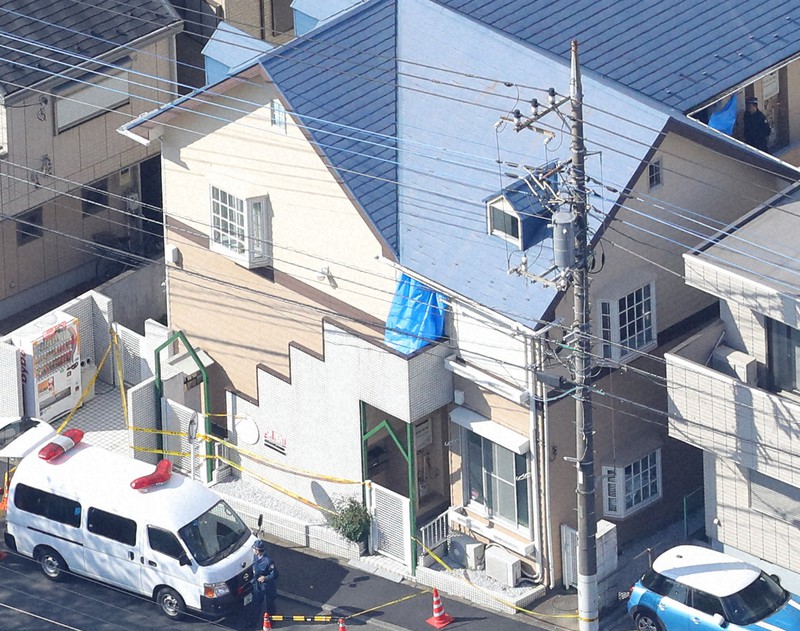 9人の遺体が見つかった白石隆浩被告が住んでいたアパート=神奈川県座間市で2017年11月11日、本社ヘリから和田大典撮影