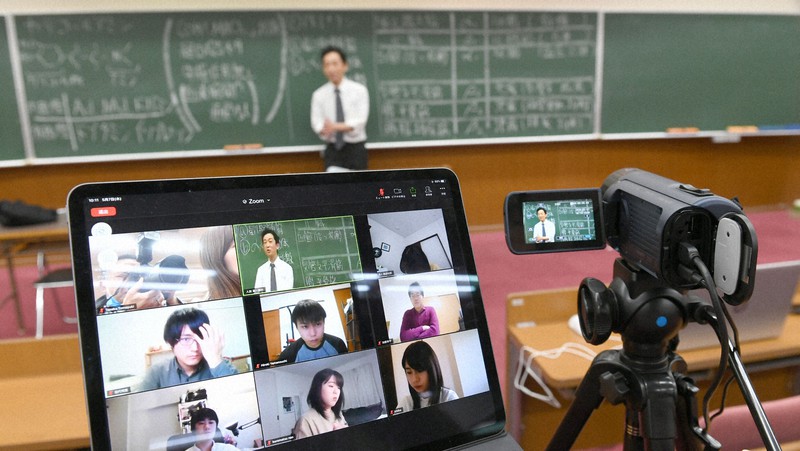 コロナ禍で全国の大学ではオンライン授業が増えた=2020年5月7日、矢頭智剛撮影