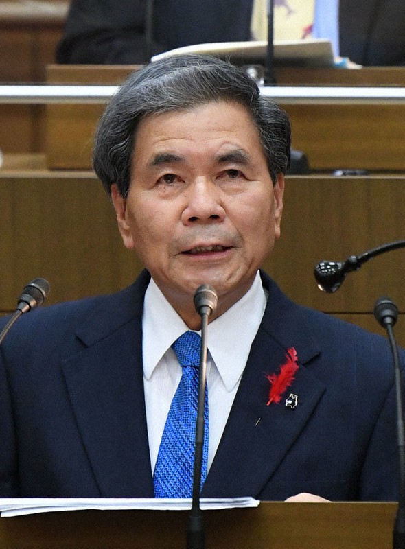 川辺川ダムの建設容認を表明する蒲島郁夫知事=熊本市中央区で2020年11月19日、矢頭智剛撮影