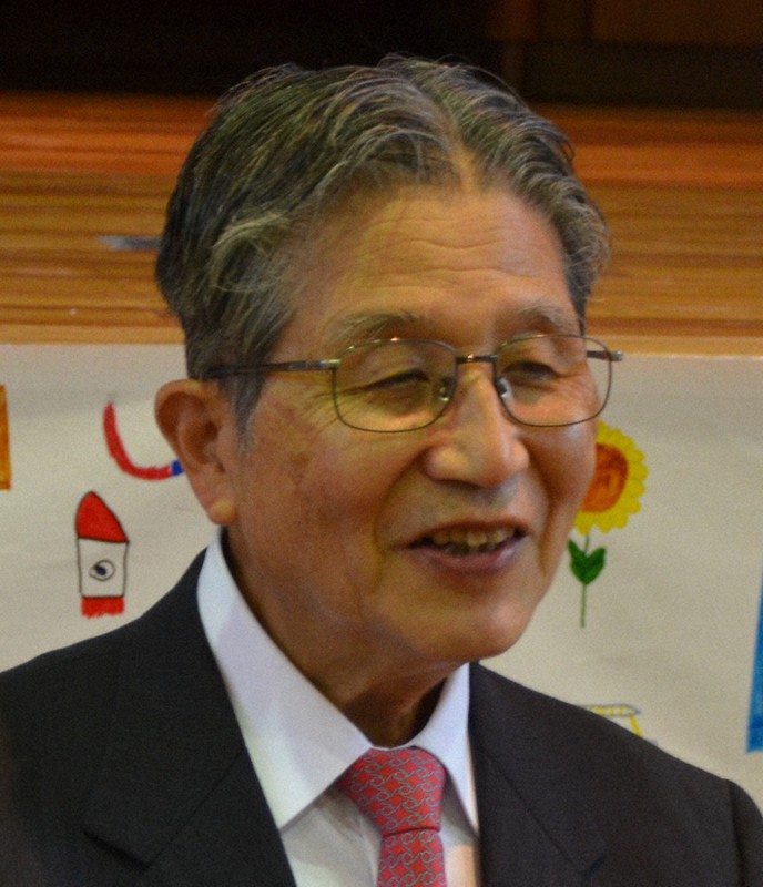 藤嶋昭・東京理科大栄誉教授=愛知県豊田市西広瀬町の市立西広瀬小で2020年9月25日、川瀬慎一朗撮影