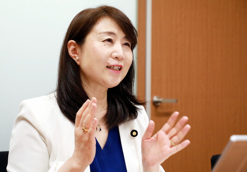 矢田稚子氏=岡本同世撮影