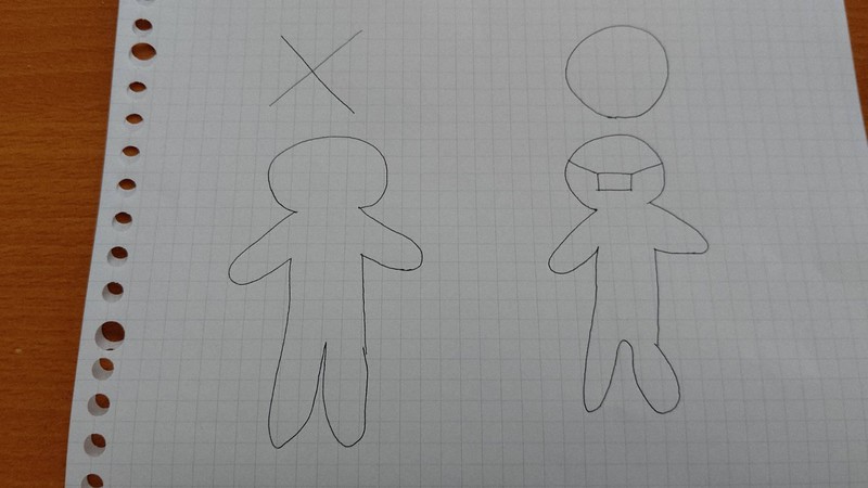 感覚過敏でマスクをつけるのがつらい女性が描いてくれた絵。「こういうサインが街に増えた。『マスクしていないと悪人』みたいな空気がしんどいな」