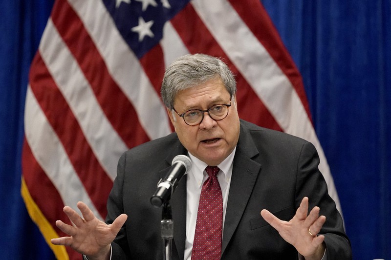 米司法長官を辞任するバー氏=米中西部セントルイスで2020年10月15日、AP