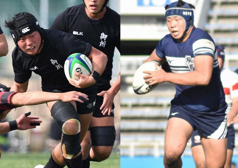 準々決勝では前回大会決勝の再現となる御所実と桐蔭学園が対戦する。左は御所実のNO8蓑洞功志、右は桐蔭学園の青木恵斗