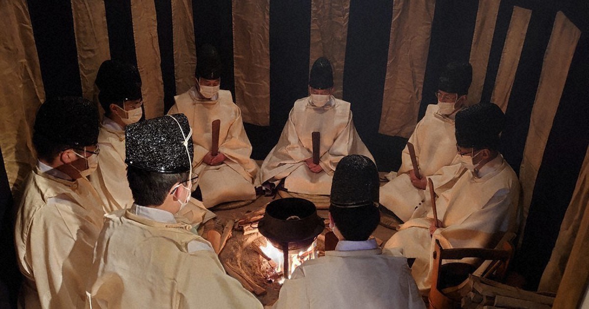 Shinto ritual at shrine in central Japan predicts state of society