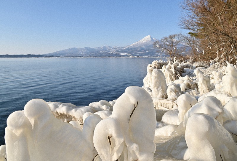 猪苗代湖に しぶき氷 が出現 福島 毎日新聞