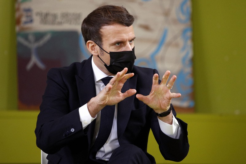 マクロン仏大統領=2021年1月21日、AP