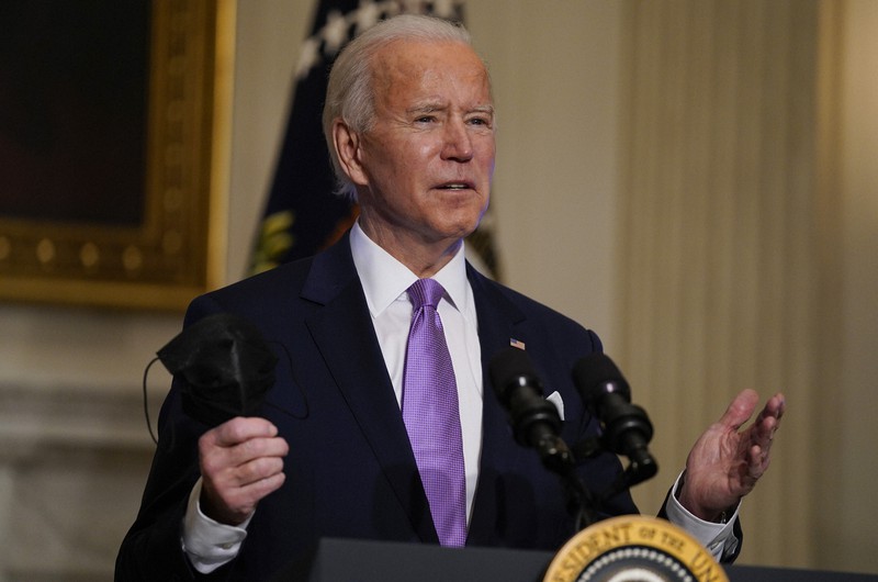 バイデン米大統領=2021年1月26日、AP