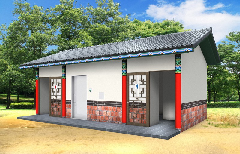 コリアタウンに設置されることが決まった公衆トイレの完成イメージ図=在日本大韓民国民団大阪府地方本部(民団大阪)提供